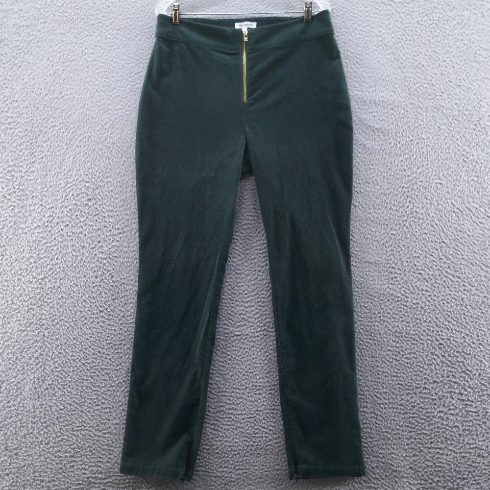 Good American Emerald Green Velvet‎ Slim Pants Womens 12/31 High Rise